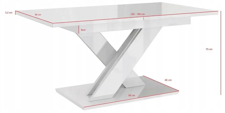 Masa extensibila Prospero Bronx (White Gloss)