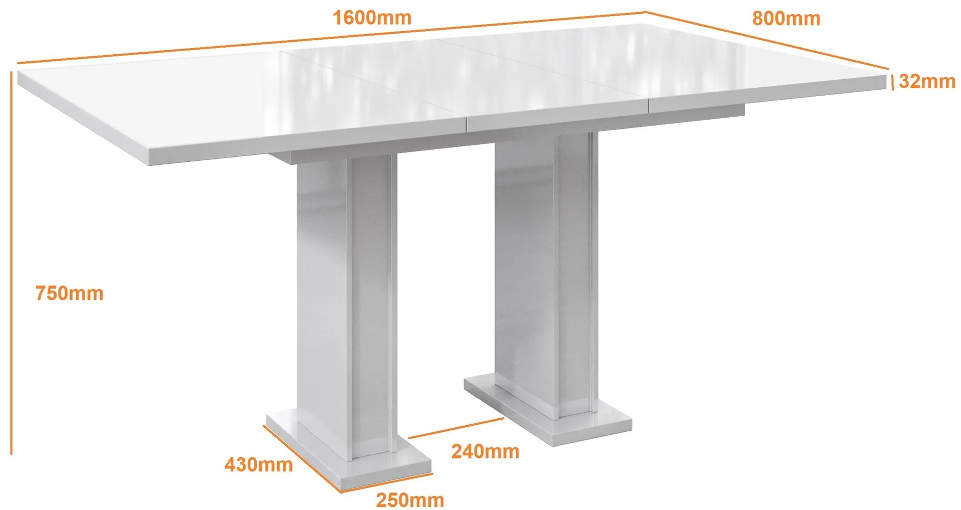 Masa extensibila Prospero Gloss (White Gloss) - 5