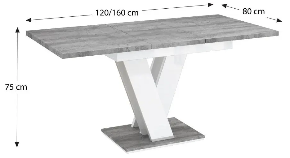 Masa extensibila Prospero Masiv (Stone/White Gloss)