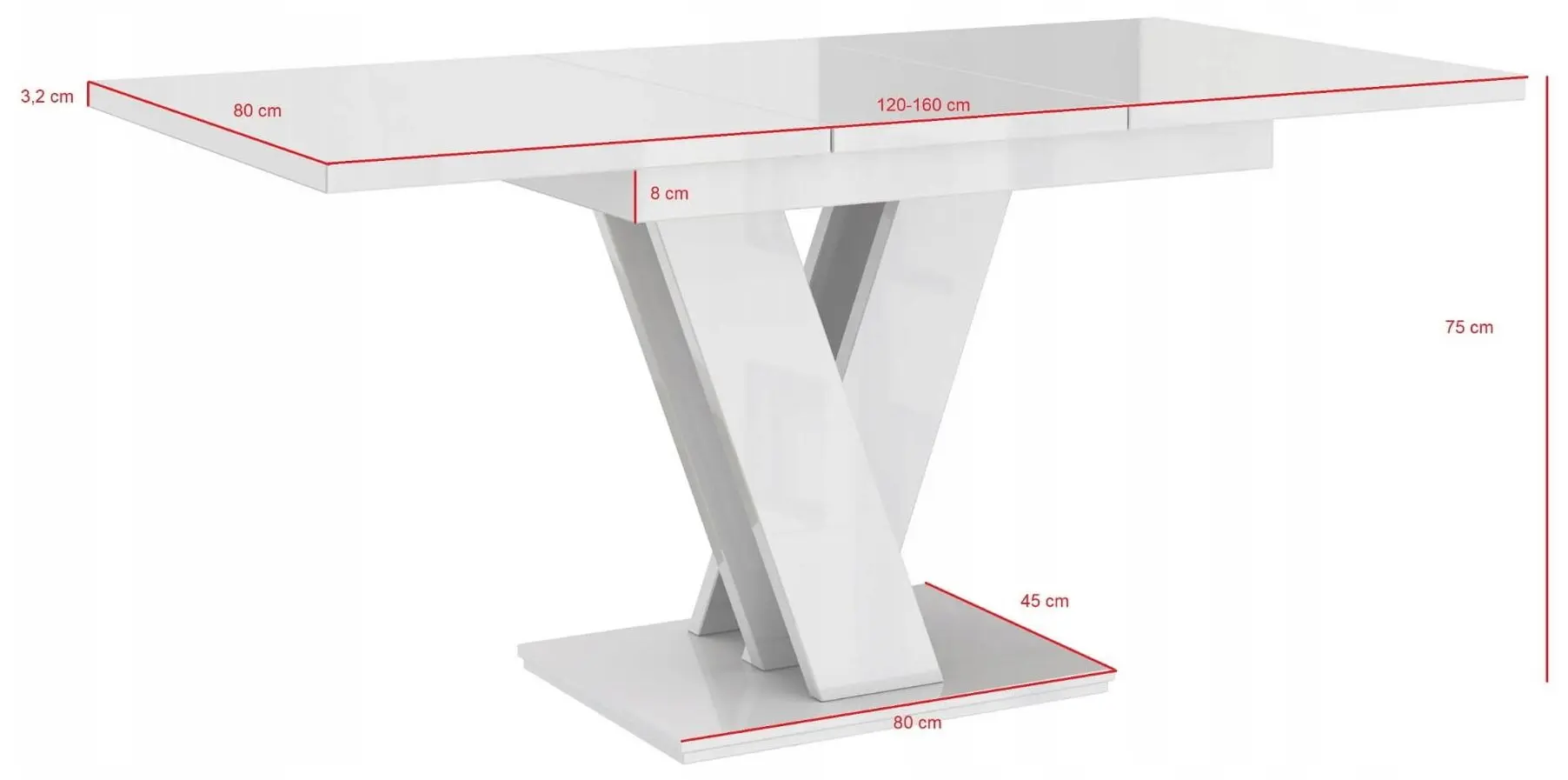 Masa extensibila Prospero Masiv (White Gloss)