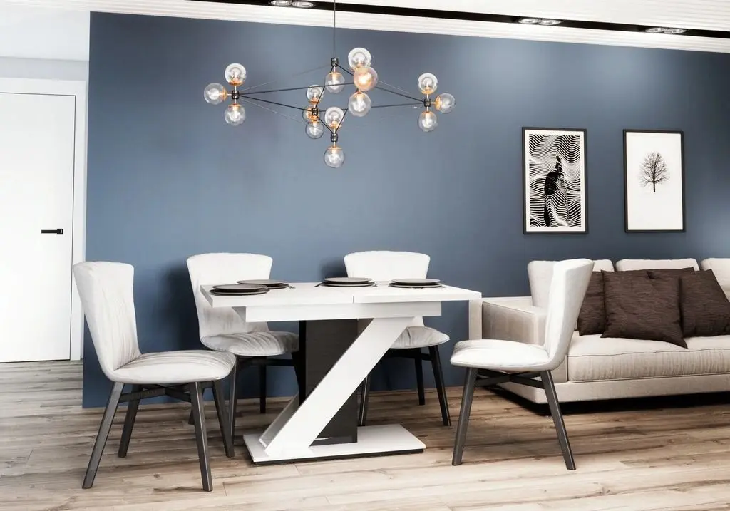 Masa extensibila Prospero Meva (White Gloss/Black Gloss)