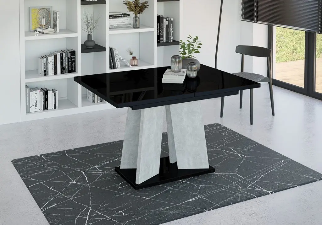 Masa extensibila Prospero Mufo (Black Gloss/Stone)