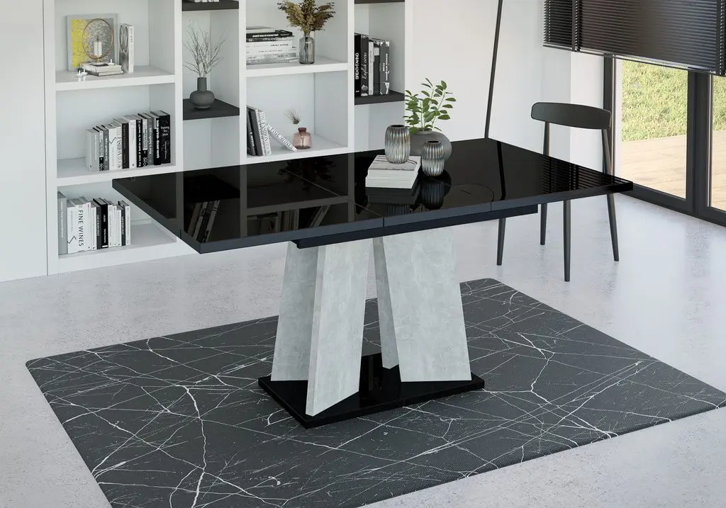 Masa extensibila Prospero Mufo (Black Gloss/Stone)