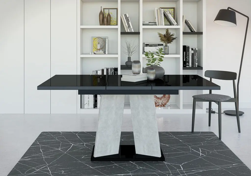 Masa extensibila Prospero Mufo (Black Gloss/Stone)