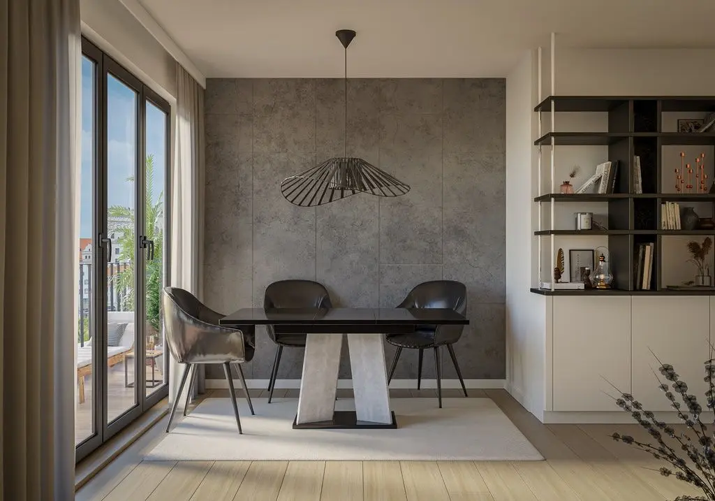 Masa extensibila Prospero Mufo (Black Gloss/Stone)