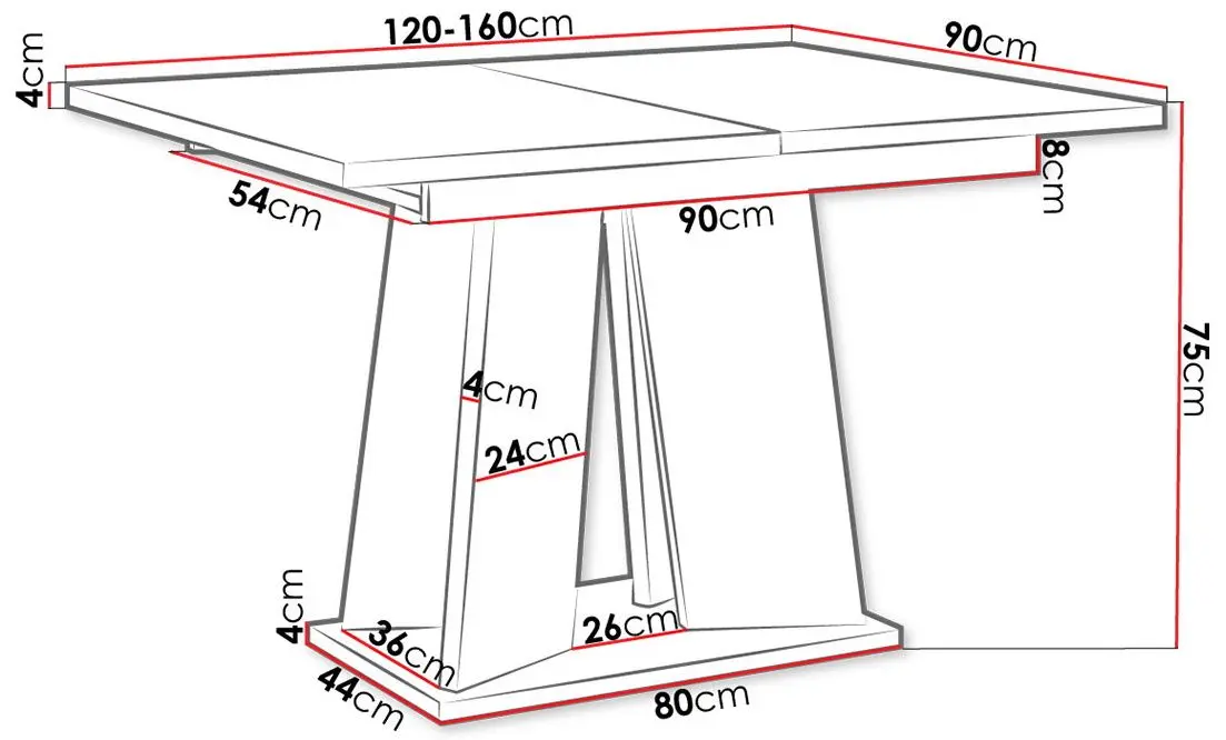 Masa extensibila Prospero Mufo (White Gloss/Stone)