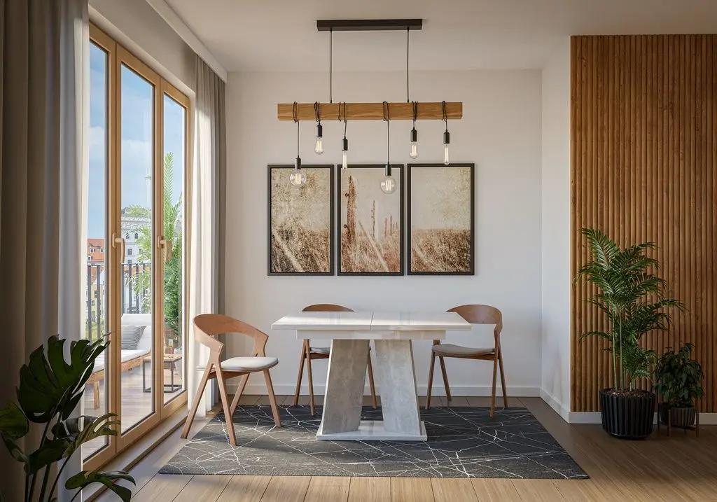 Masa extensibila Prospero Mufo (White Gloss/Stone)