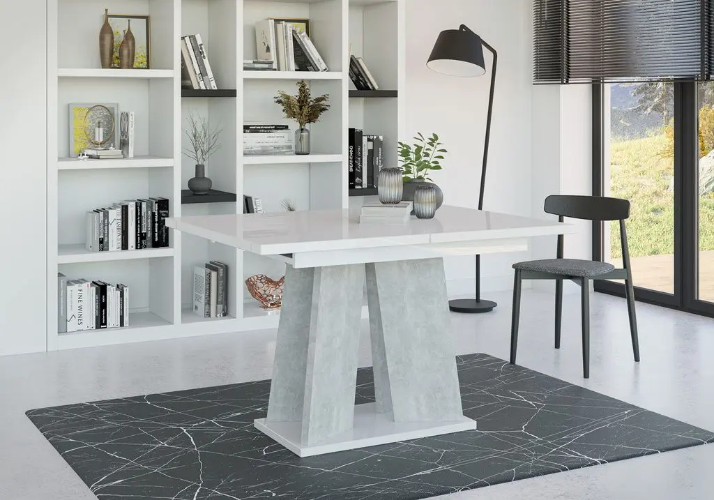 Masa extensibila Prospero Mufo (White Gloss/Stone)