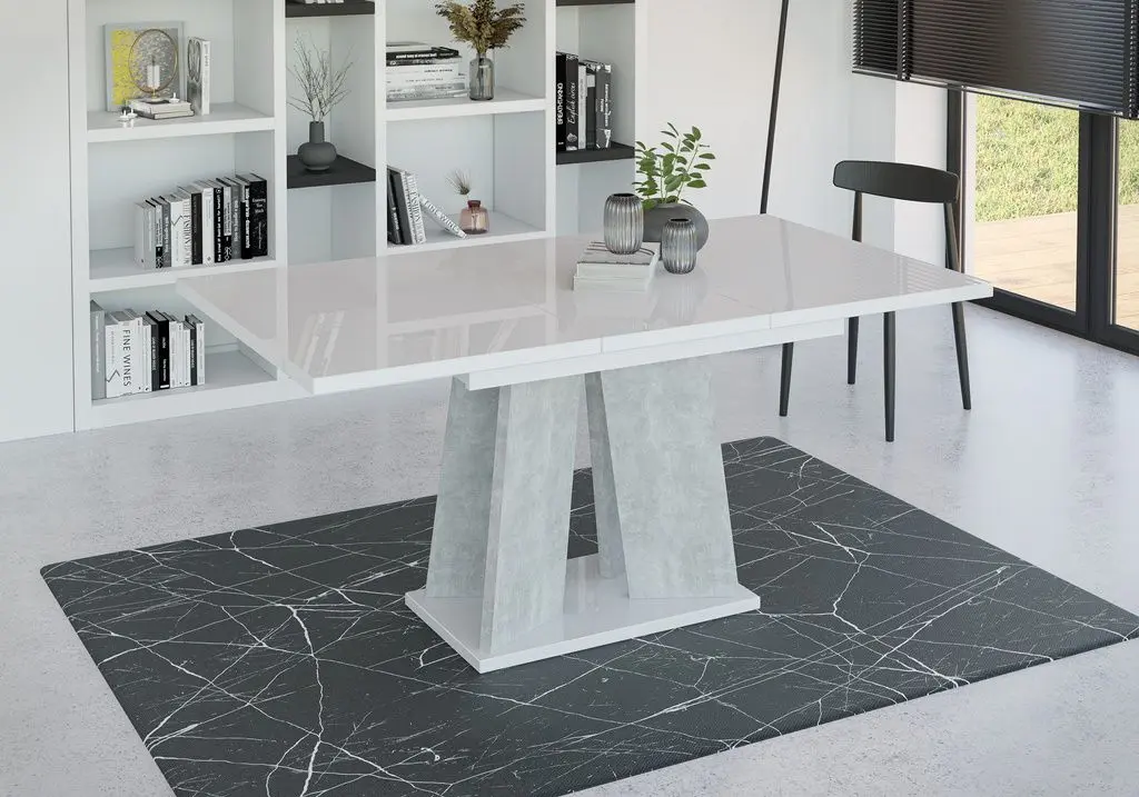 Masa extensibila Prospero Mufo (White Gloss/Stone)