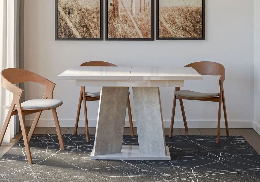 Masa extensibila Prospero Mufo (White Gloss/Stone)