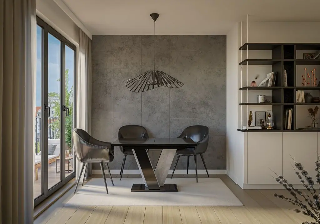 Стол раскладной Prospero Viney (Black Gloss/Stone)