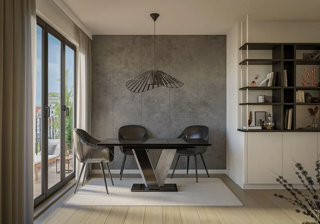 Стол раскладной Prospero Viney (Black Gloss/Stone)