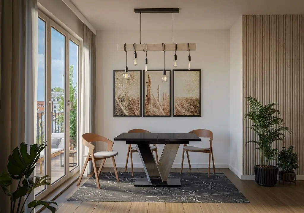 Стол раскладной Prospero Viney (Black Gloss/Stone)