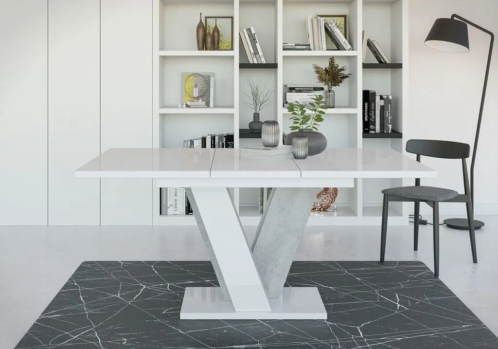 Masa extensibila Prospero Viney (White Gloss/Stone)