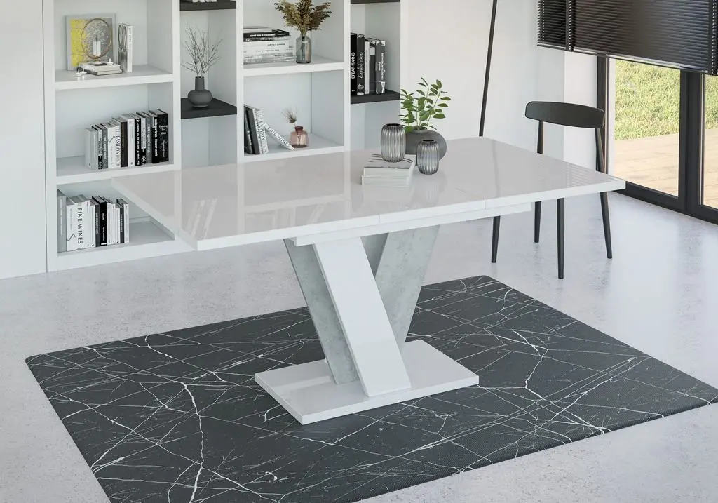 Masa extensibila Prospero Viney (White Gloss/Stone)