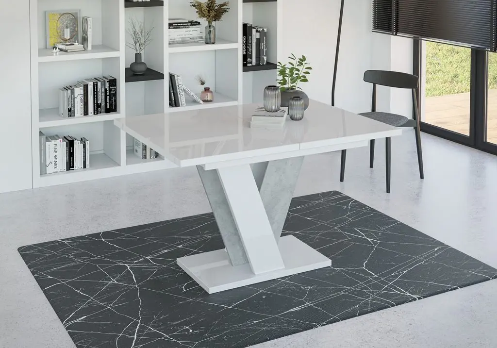 Masa extensibila Prospero Viney (White Gloss/Stone)