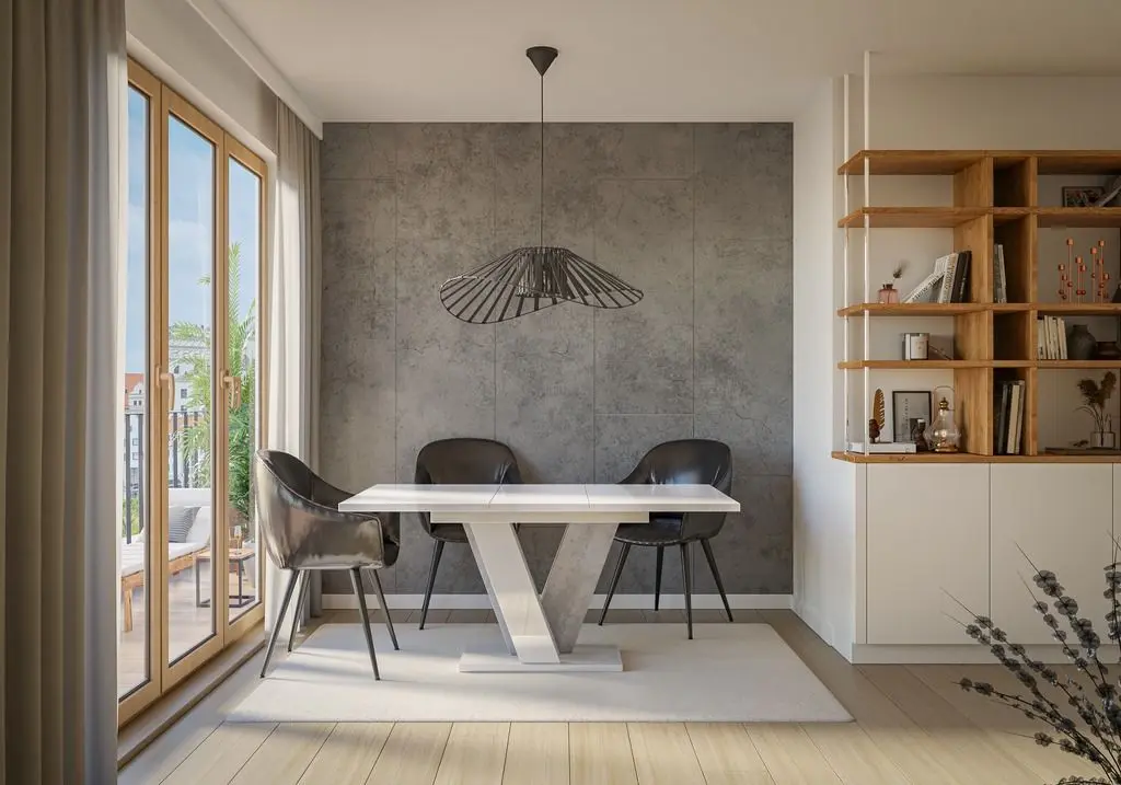 Masa extensibila Prospero Viney (White Gloss/Stone)