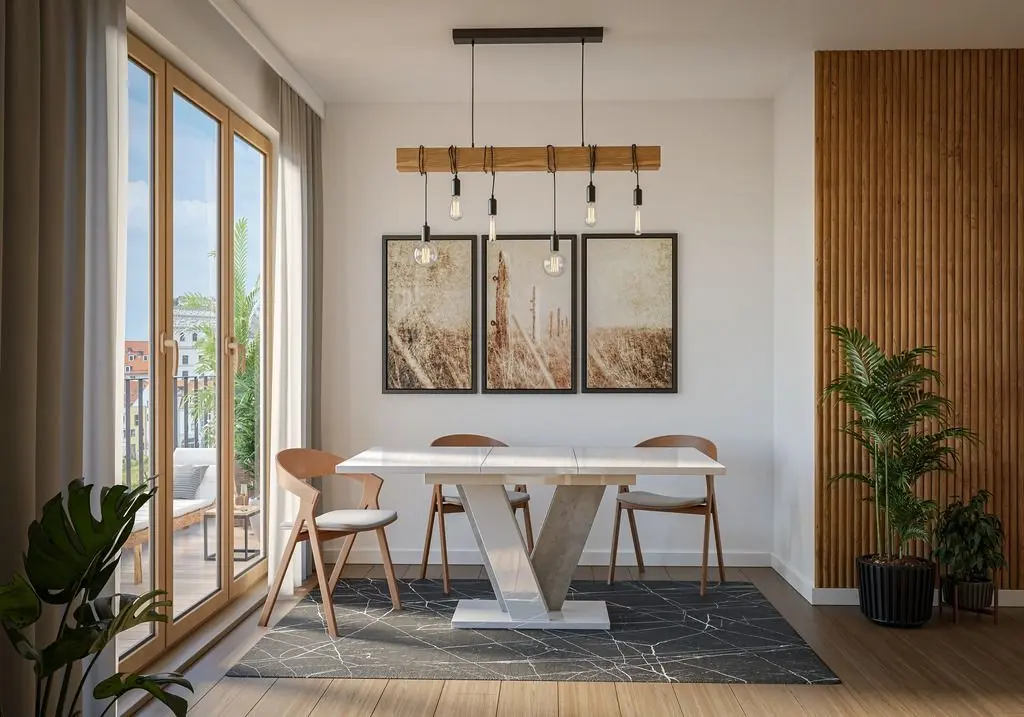 Masa extensibila Prospero Viney (White Gloss/Stone)