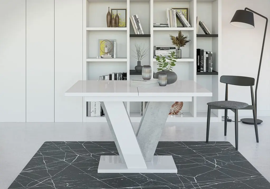 Masa extensibila Prospero Viney (White Gloss/Stone)