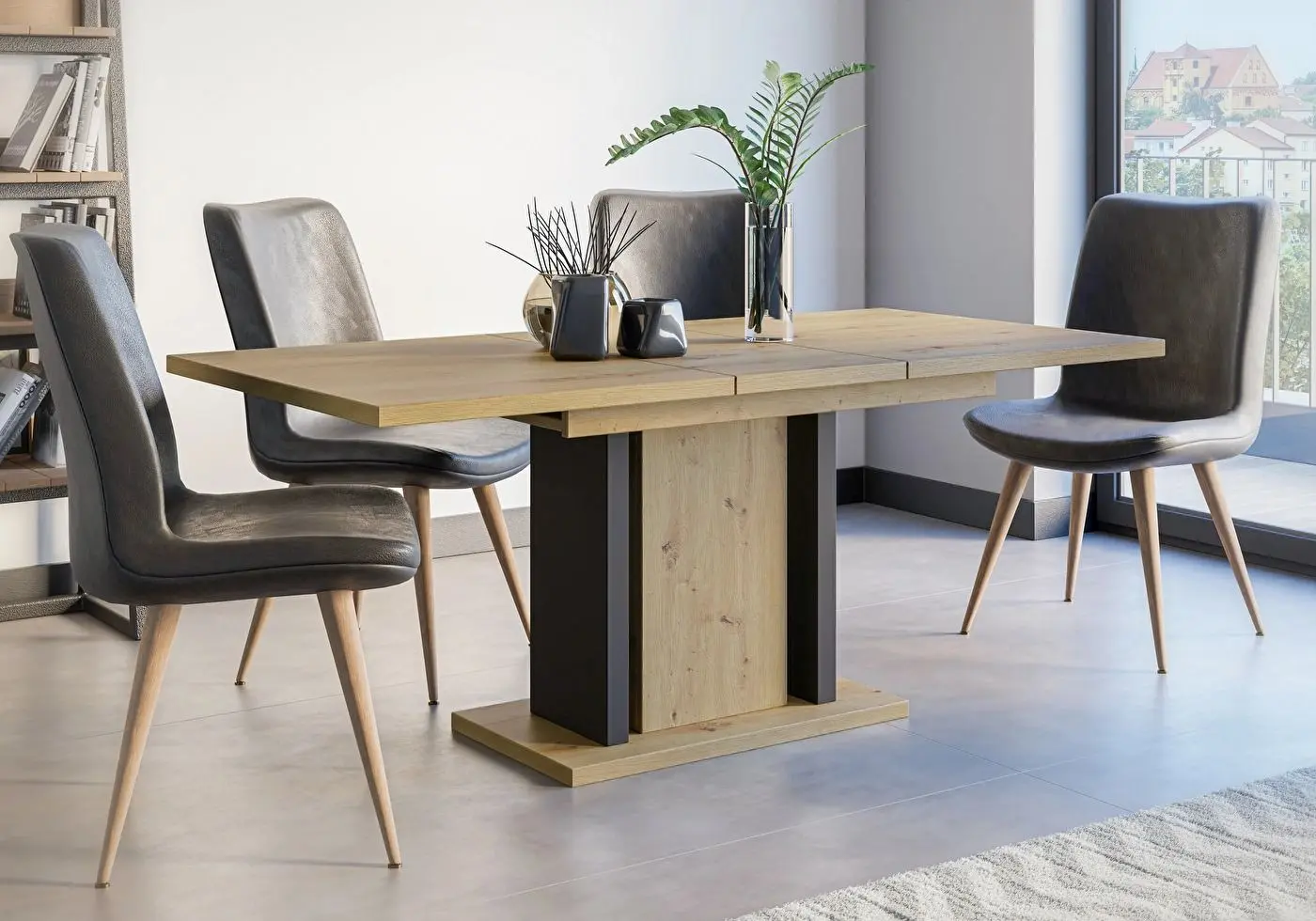 Masa extensibila Prospero Wood (Artisan Oak/Black)