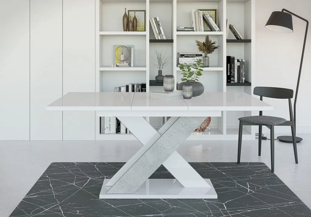 Стол раскладной Prospero Xao 160 (White Gloss/Concrete)