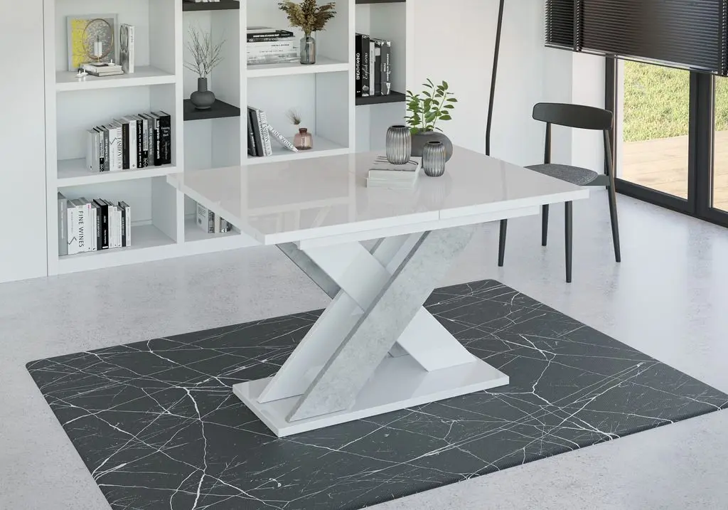 Стол раскладной Prospero Xao 160 (White Gloss/Concrete)