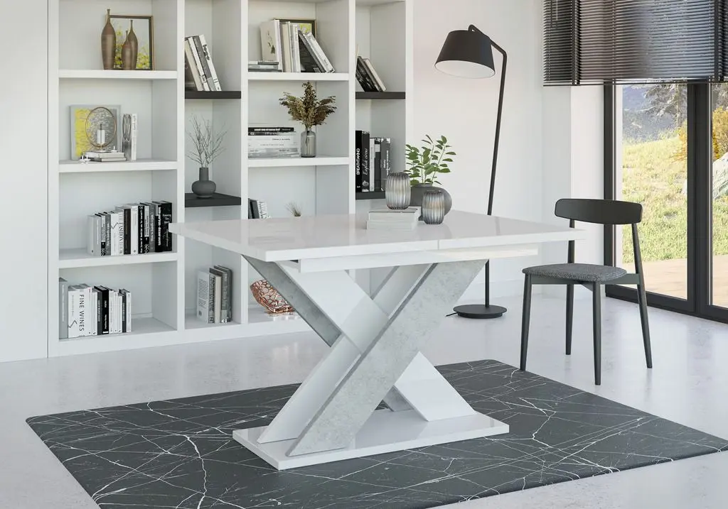 Стол раскладной Prospero Xao 160 (White Gloss/Concrete)