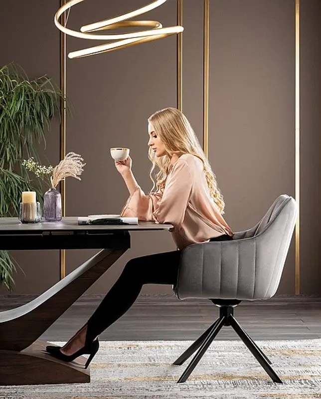 Masa extensibila Signal Dolce Ceramic (Gray Marble/Nut)