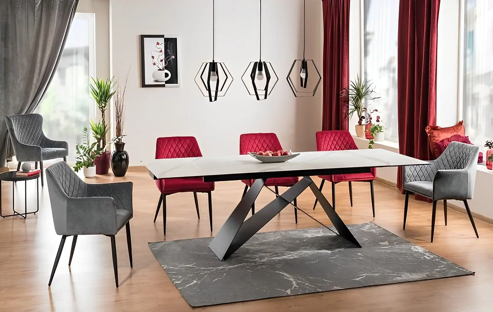 Masa plianta Signal Westin III Ceramic 180 (White Marble/Black Matt)