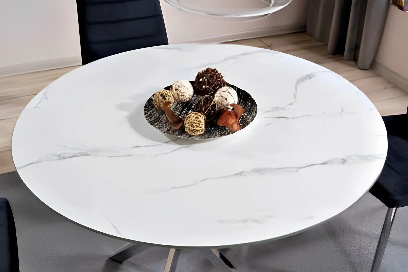 Masa Signal Agis 90 (White Marble/Chrome)