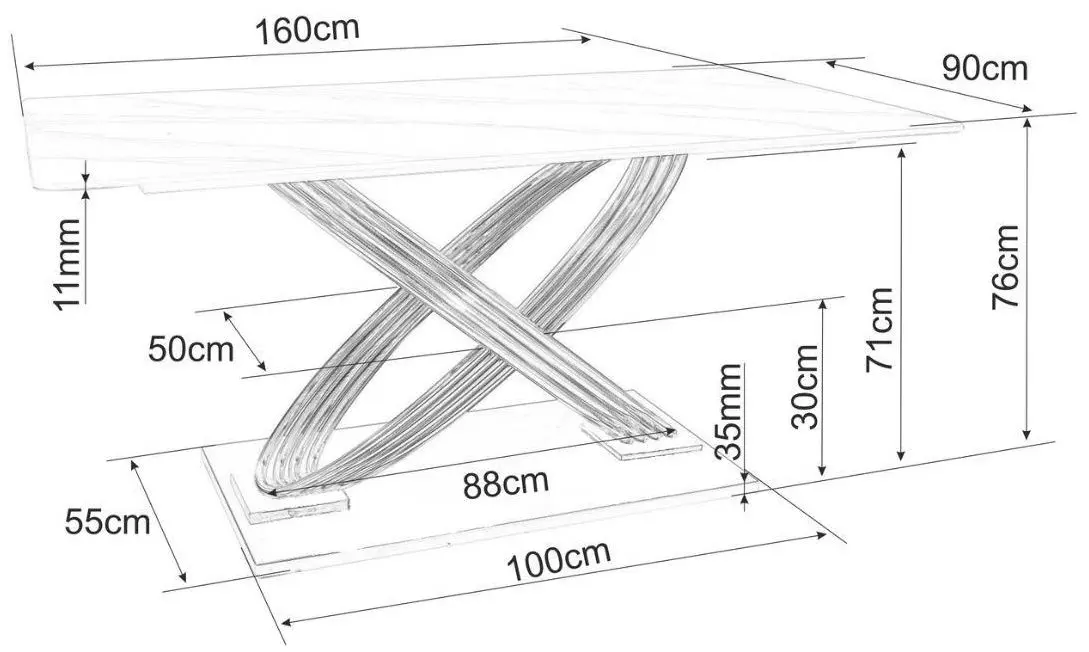 Masa Signal Hermes 160 (White Marble/Gold)