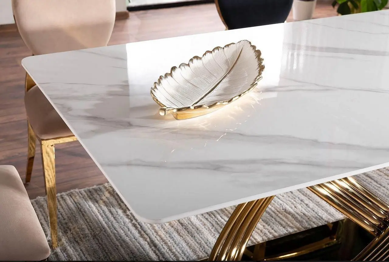 Masa Signal Hermes 160 (White Marble/Gold)