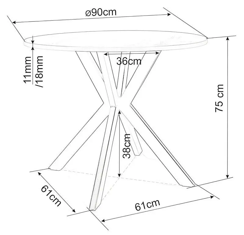 Masa Signal Talia 90 (Grey Marble/Black)
