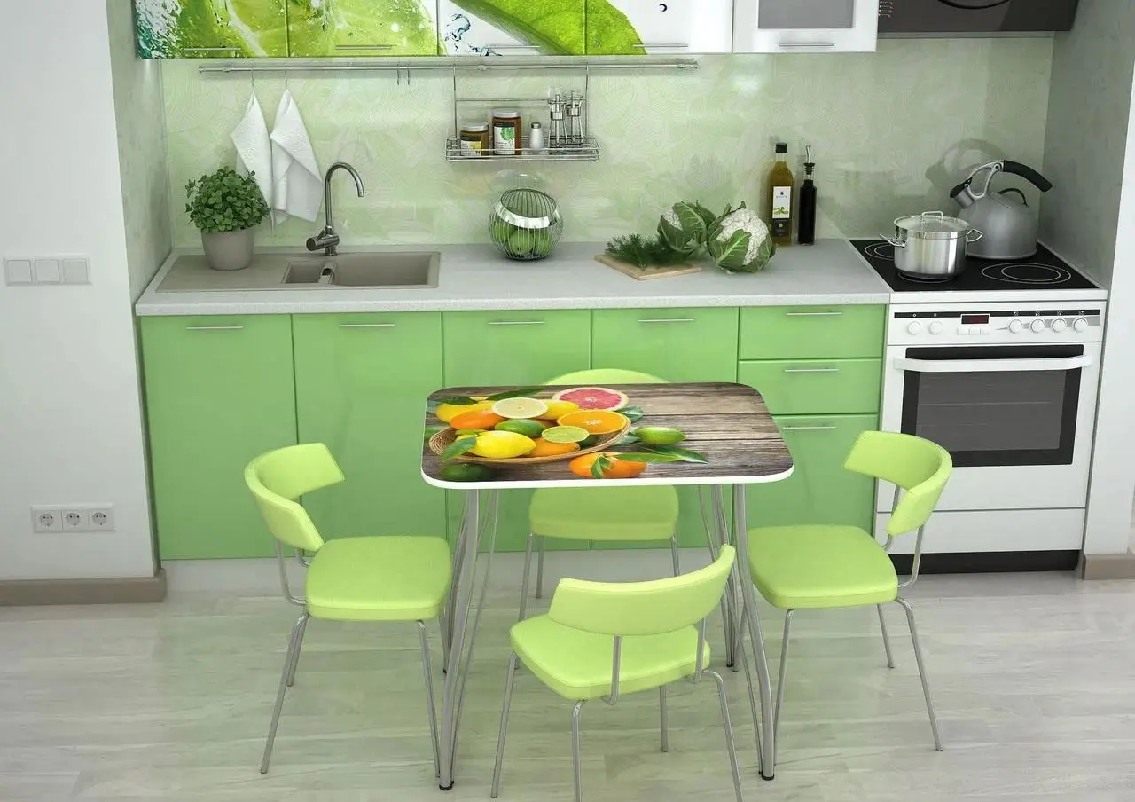 Стол Стендмебель Фрукты 800х600х750 White/Chrome (с фотопечатью)