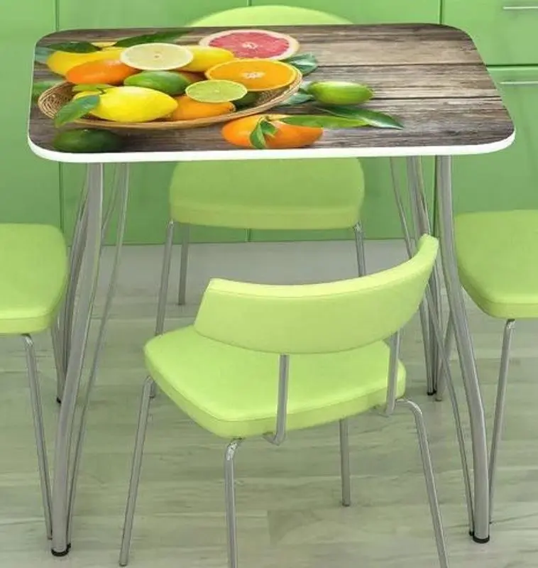 Стол Стендмебель Фрукты 800х600х750 White/Chrome (с фотопечатью)