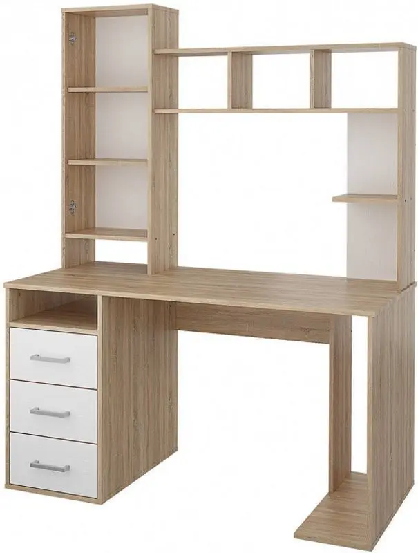 Стол компьютерный Stolline Мика СТЛ.165.16 Дуб Сонома/Белый (с надстройкой)