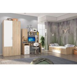 Стол компьютерный Stolline Мика СТЛ.165.16 Дуб Сонома/Белый (с надстройкой) Thumb