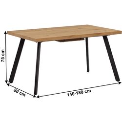 Masa extensibila Tempo Kondela Akaiko (Oak/Black) Thumb