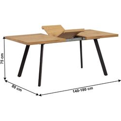 Masa extensibila Tempo Kondela Akaiko (Oak/Black) Thumb