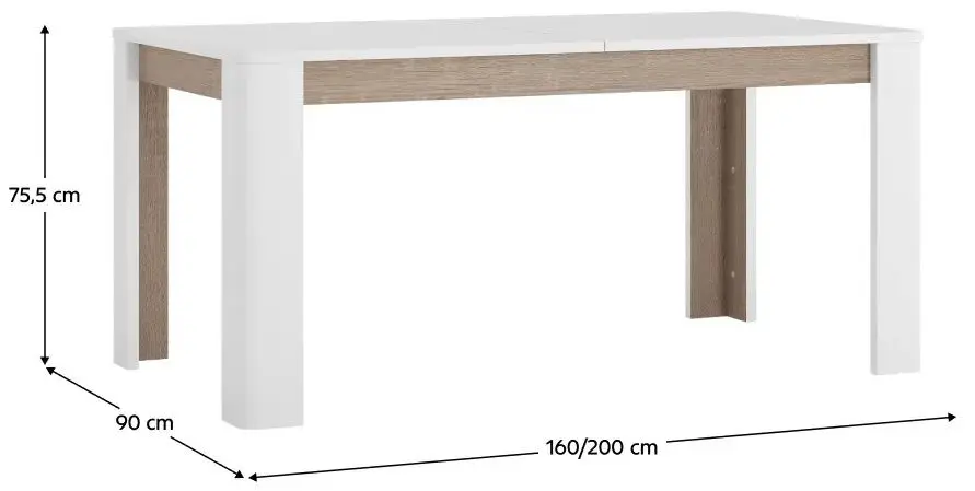 Masa extensibila Tempo Kondela Lynatet Tip 75 (White Gloss/Sonoma Oak Dark/Truffle)