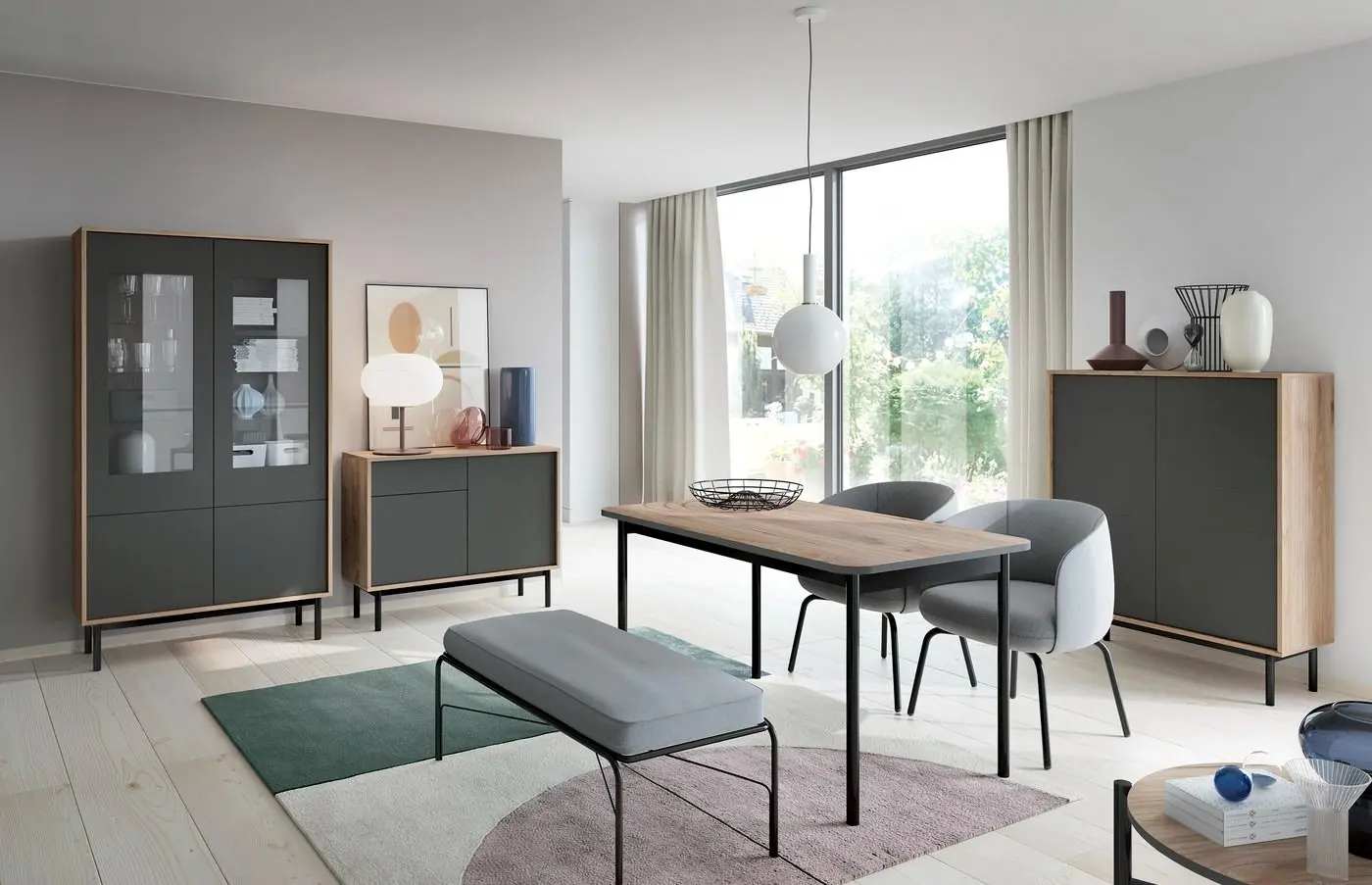 Стол Tempo Kondela Bergen BL140 (Jackson Hickory Oak/Graphite)