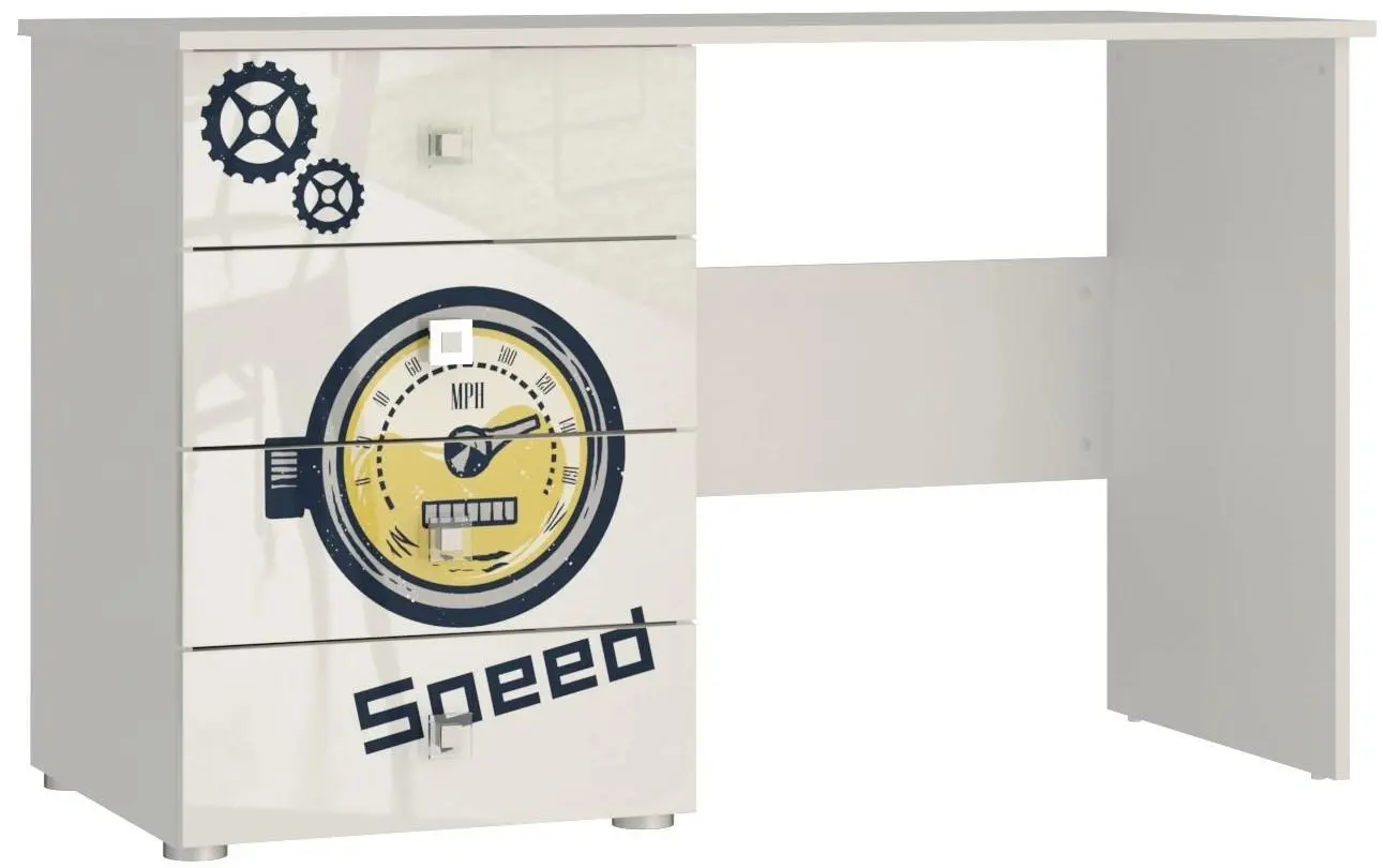 Masa de birou Tuckano Moto (White/White Gloss/Print)