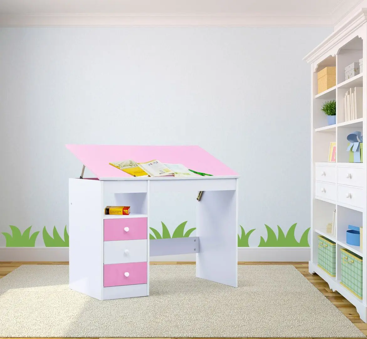 Banca reglabila VidaXL 287447 (White/Pink)