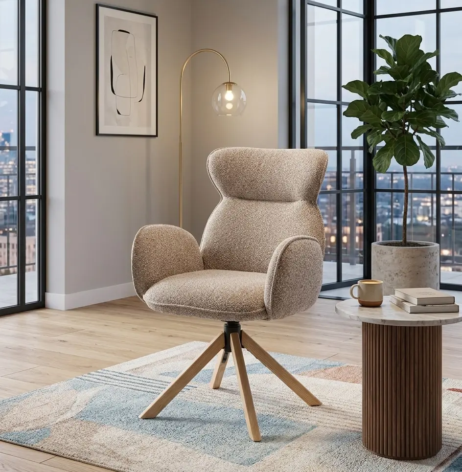 Scaun Halmar K585 (Dark Beige/Natural Oak)