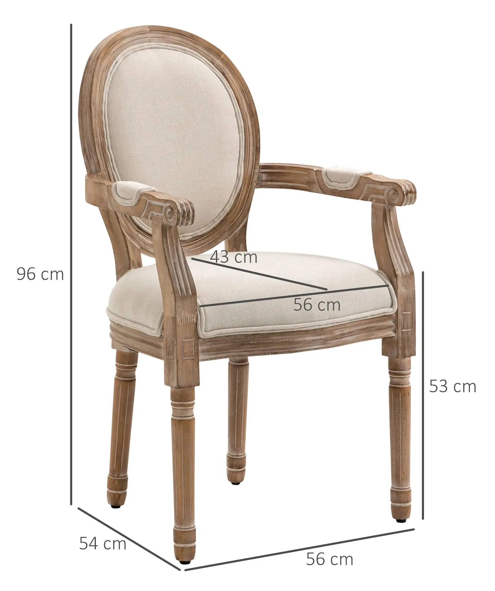 Scaun Homcom 835-669 (Natural/Cream White) - 3
