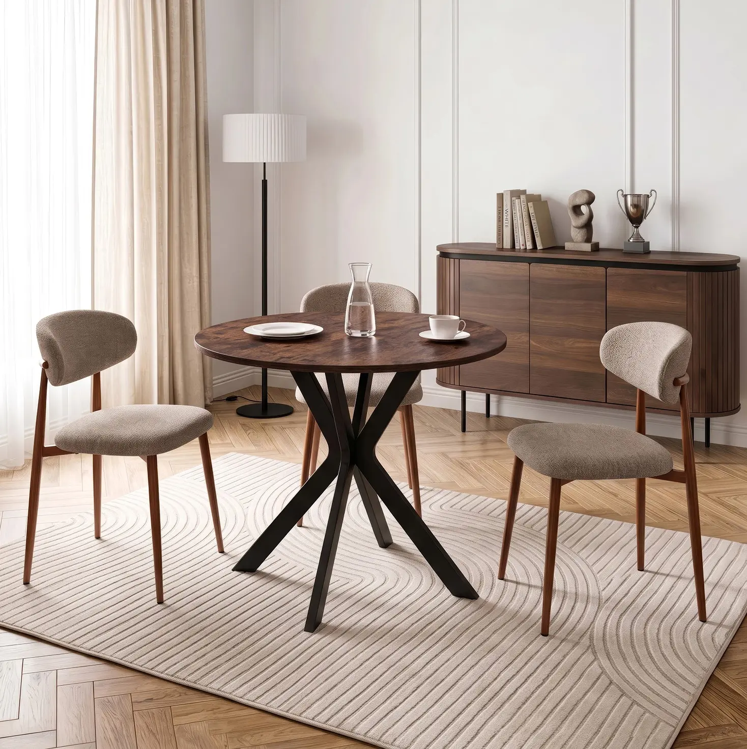 Scaun Mebel Elite Flavio (Walnut/Beige) - 6