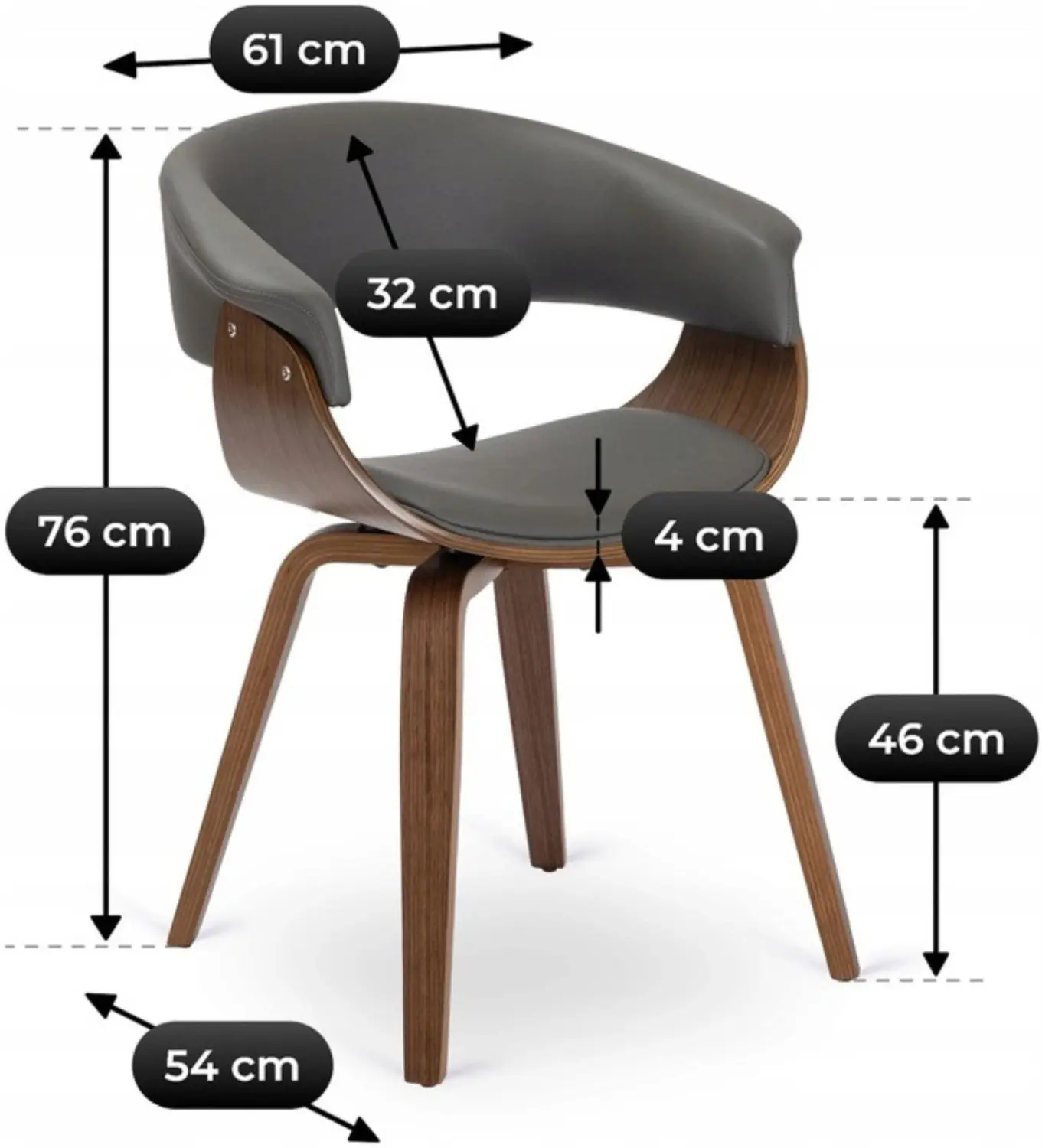 Scaun Mebel Elite Gary Eko (Grey/Walnut) - 5