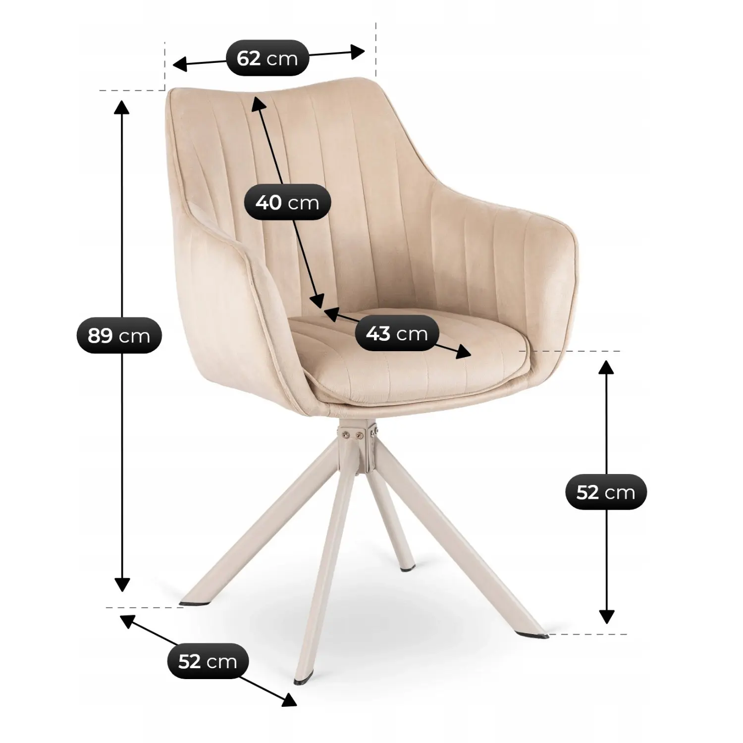 Стул поворотный Mebel Elite Aspen (Cream/Cashmere) - 6