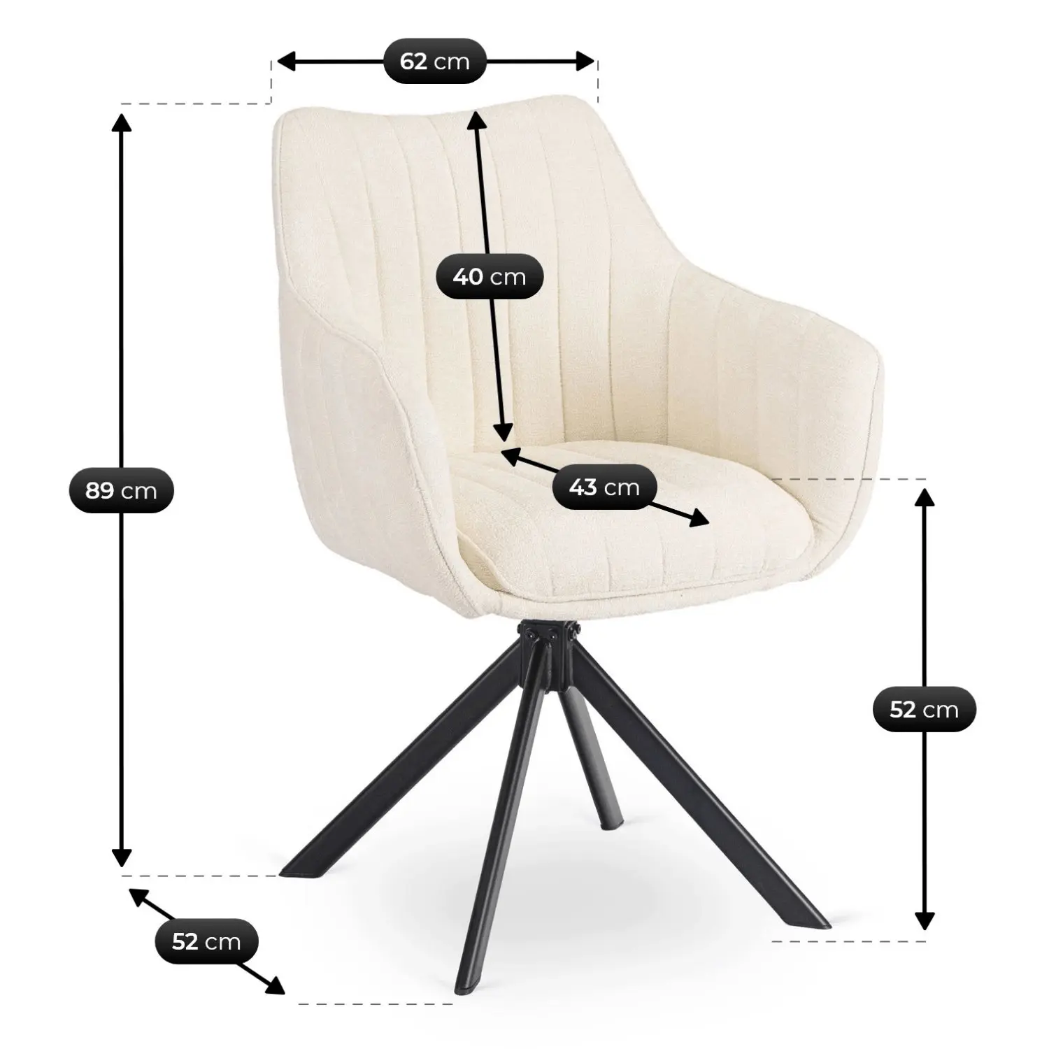 Стул поворотный Mebel Elite Baja (Cream/Black) - 8