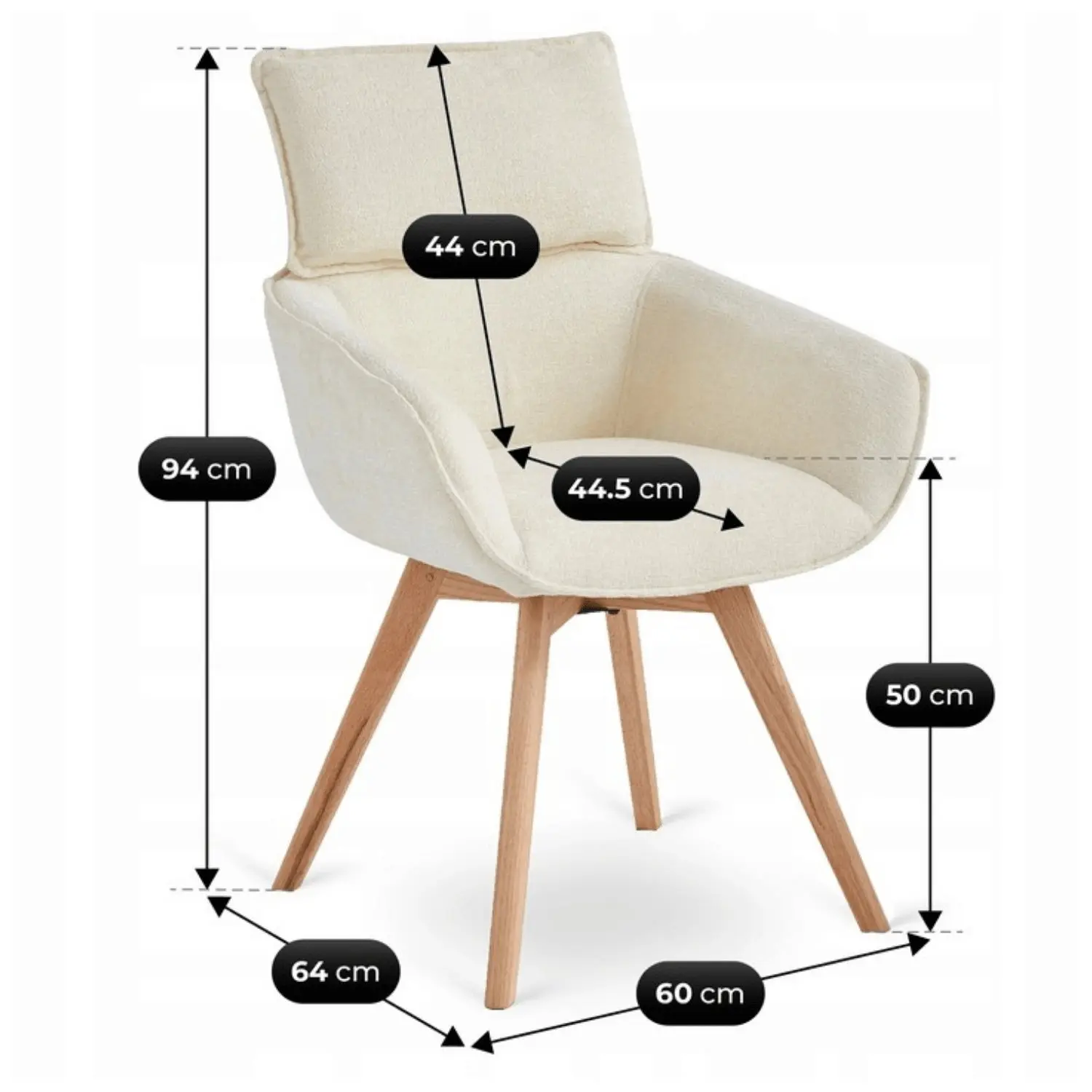 Scaun rotativ Mebel Elite Dias (Cream) - 6
